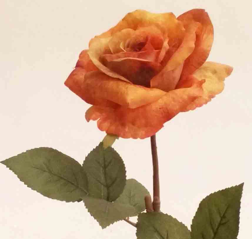 R02 - 25" Burnt Orange Single Rose - 3.95 ea, 3.60/12