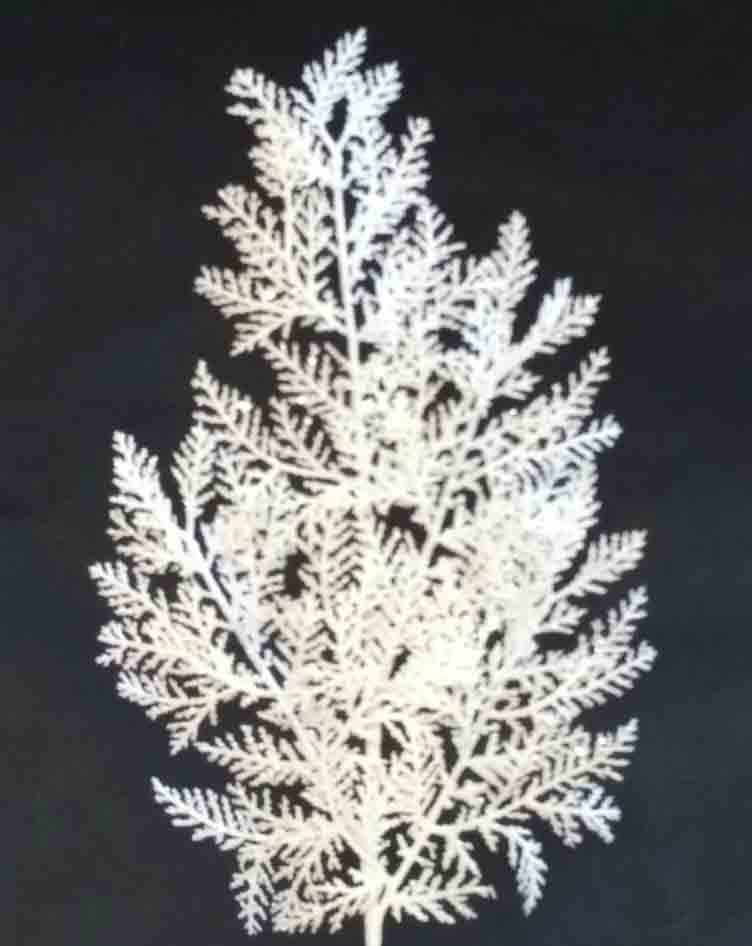 X201 - 27" White Glitter Fern Spray - 2.90 ea, 2.70/12