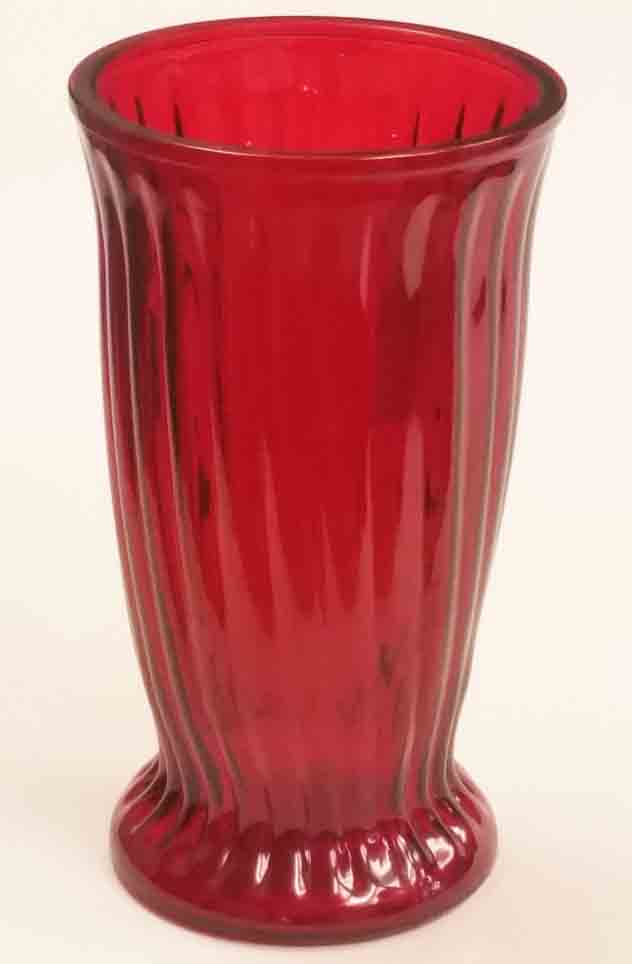 GC1013 - 12" Red Ribbed Glass Vase - 13.75 ea, 12.95/4