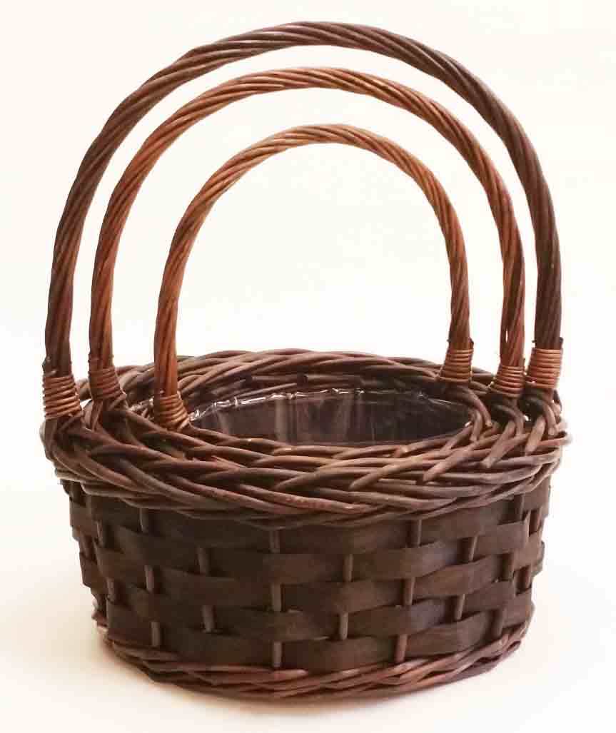 4581 - Round Wood Chip Basket - 30.75 set of 3