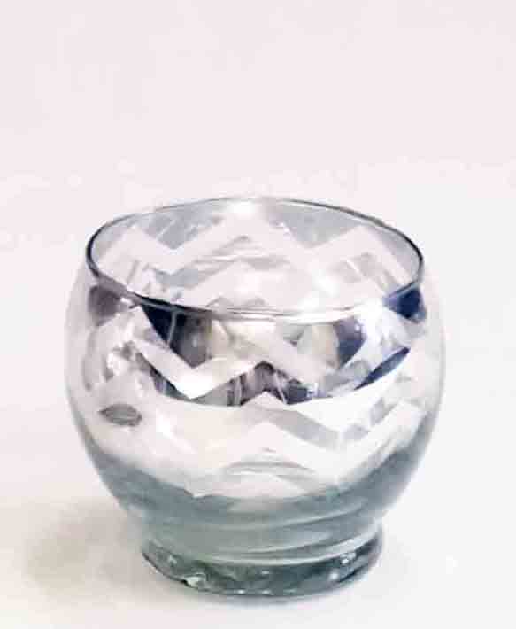 9518 - Silver 3.25" Glass Chevron Votive - 1.25 ea, 1.15/6