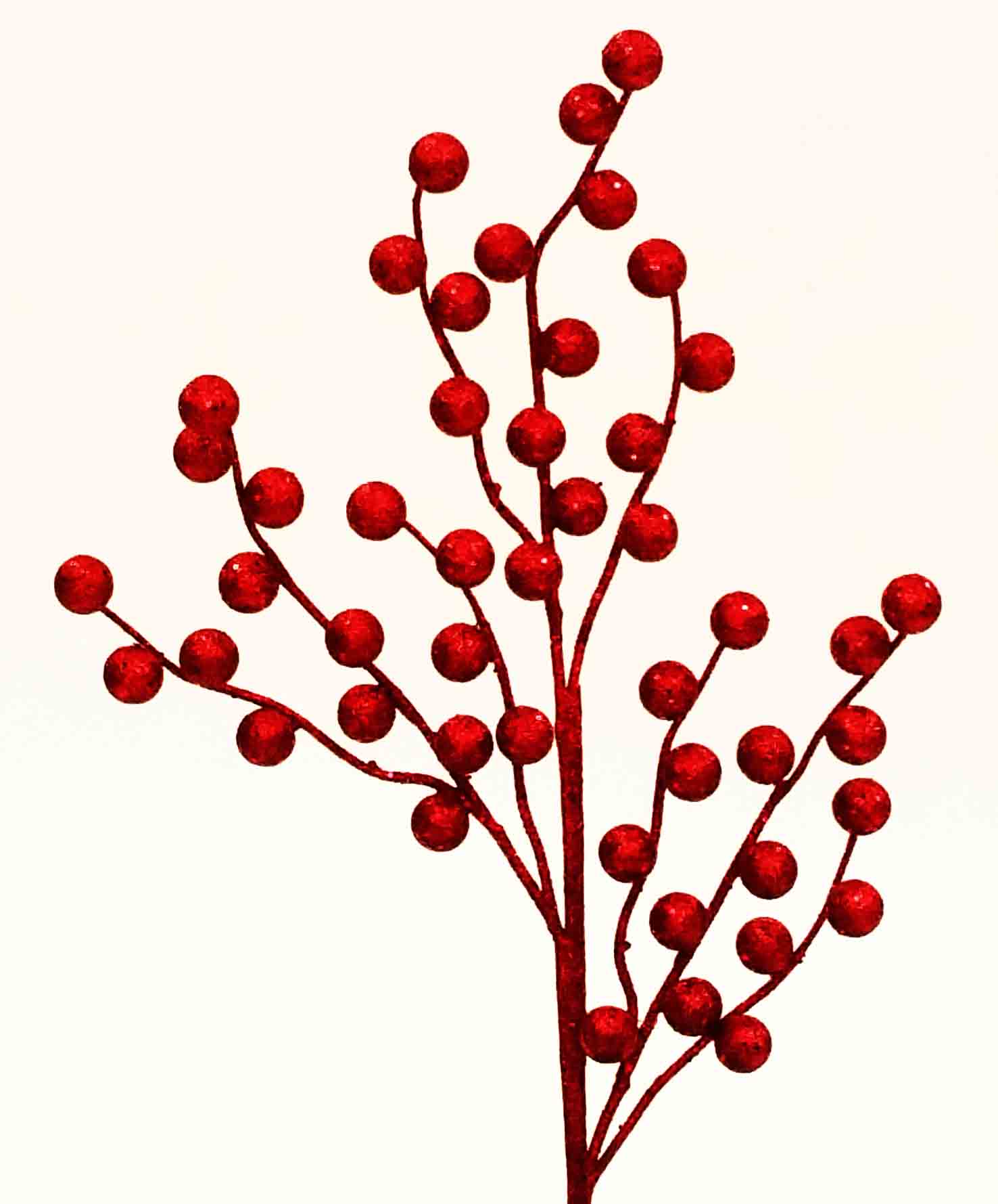 X7216 - 20" Red Glitter Berry Spray - 1.85 ea, 1.60/12