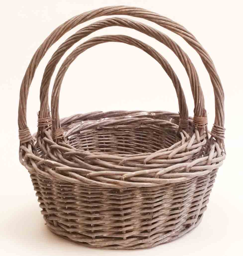 8505 - Round Grey Wash Baskets - 32.45 set of 3