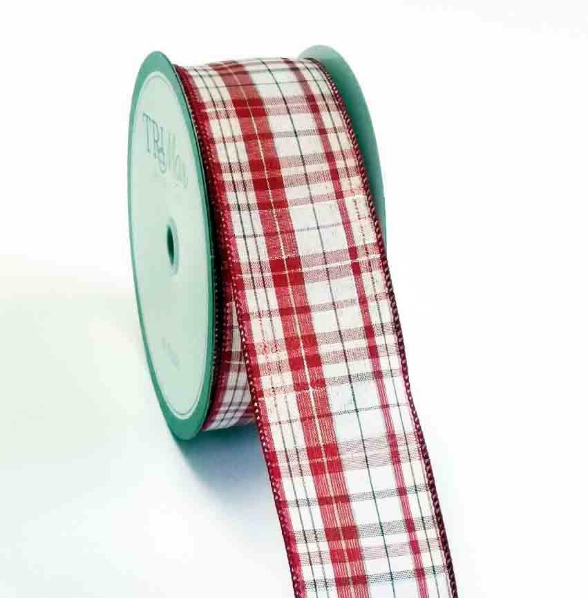 4218 - 2.75" Joyful Plaid Ribbon - 50 yds - Red - 9.40 bolt