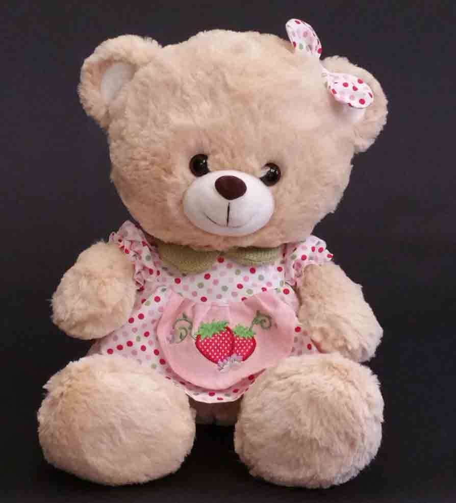 P196 - 12" Plush Sitting Bear with Strawberry - 15.95 ea