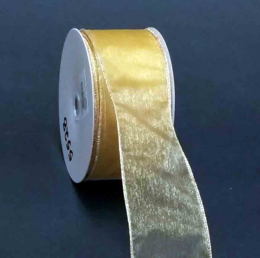 5528 - 2.5" Gold Wired Sheer Essence - 50 yds - 13.95 bolt
