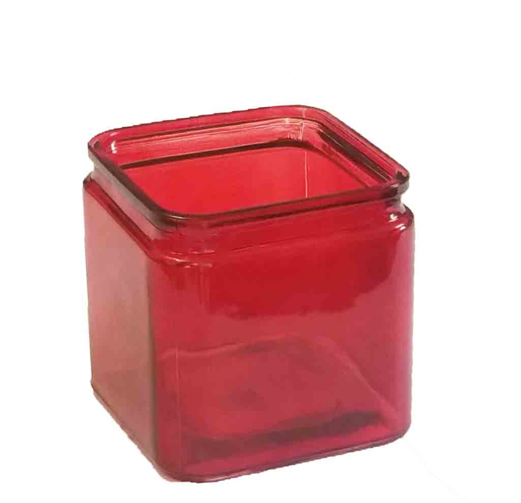 GC443 - 4 x 4" Red Glass Cube - 3.25 ea, 2.95/12