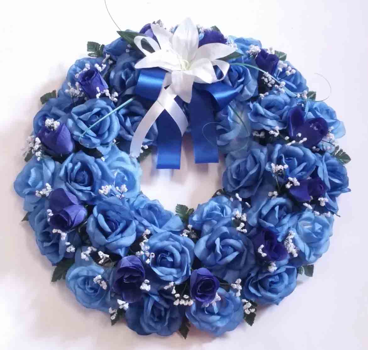1133 - 24" Light Blue/Dark Blue Elegant Wreath - 52.75 ea