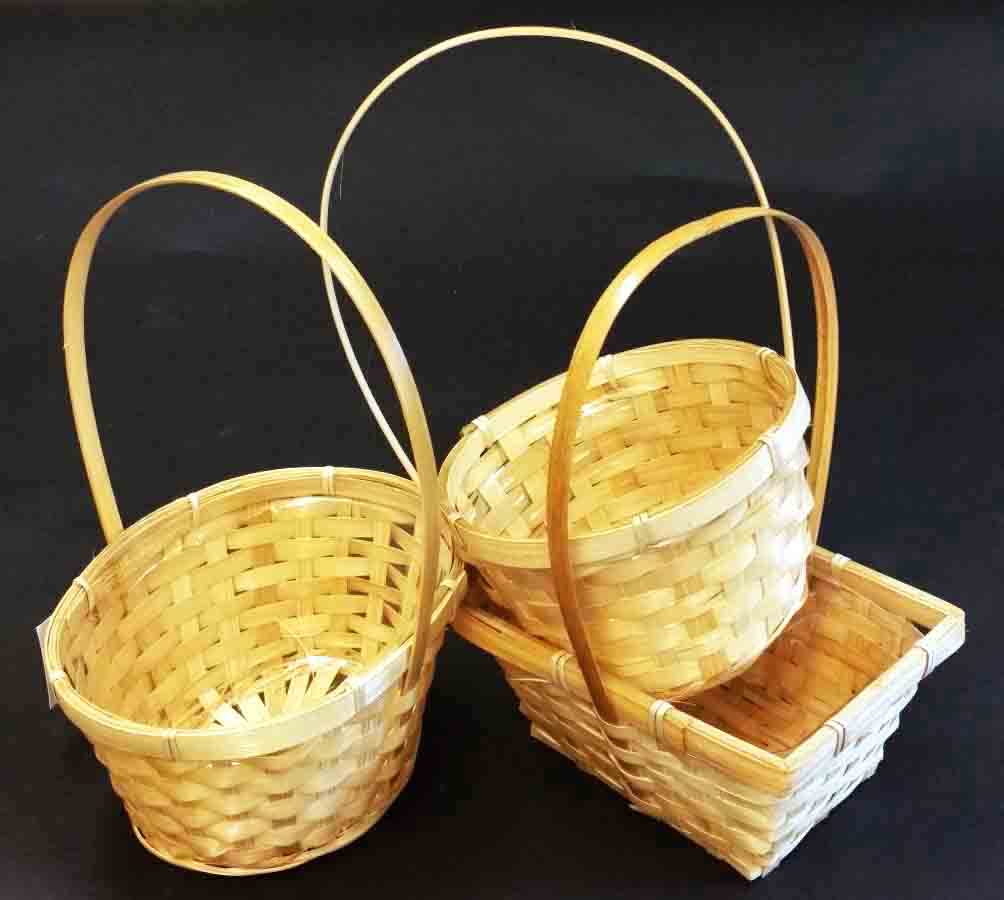 4101 - Natural Bamboo Baskets with Liners - 4.25 ea, 3.85/72