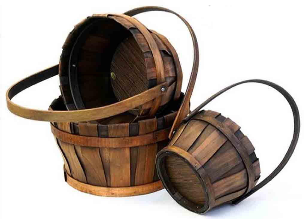4580 - Round Wood Chip Baskets - 28.25 set of 3