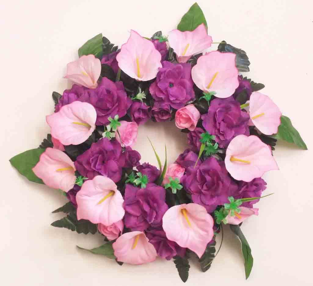 1888 - 18" Purple/Pink Wreath - 29.95 ea