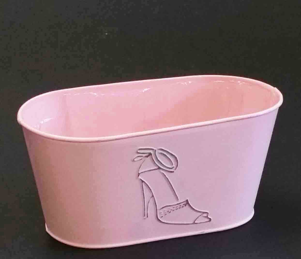 M4824 - 8.5" Pink Oval Metal Planter with Liner - 2.25 ea, 2.05/12