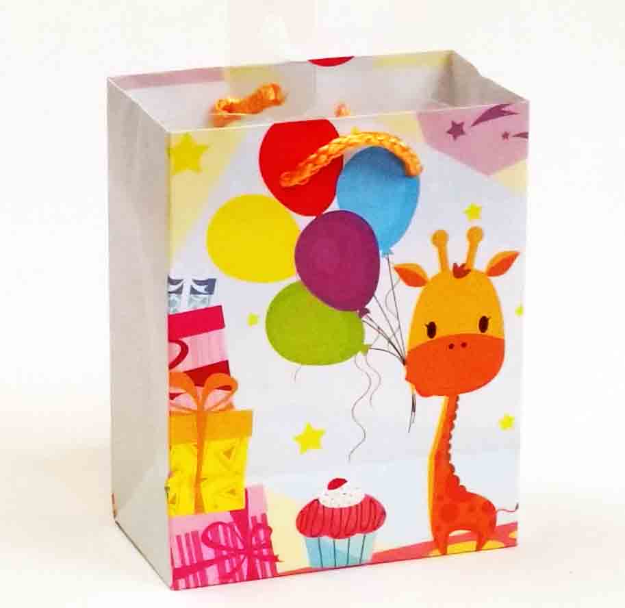 1058 - 2.5 x 4.5 x 5.5" Giraffe with Balloons Gift Bag - .60 ea, .48/12