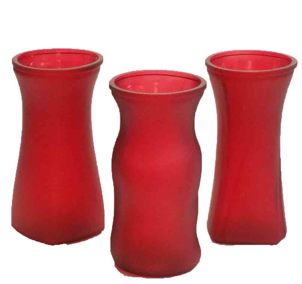 GC4093 - 8.5" Rose Vase - Ruby Frost Assortment - 5.15 ea, 4.90/12