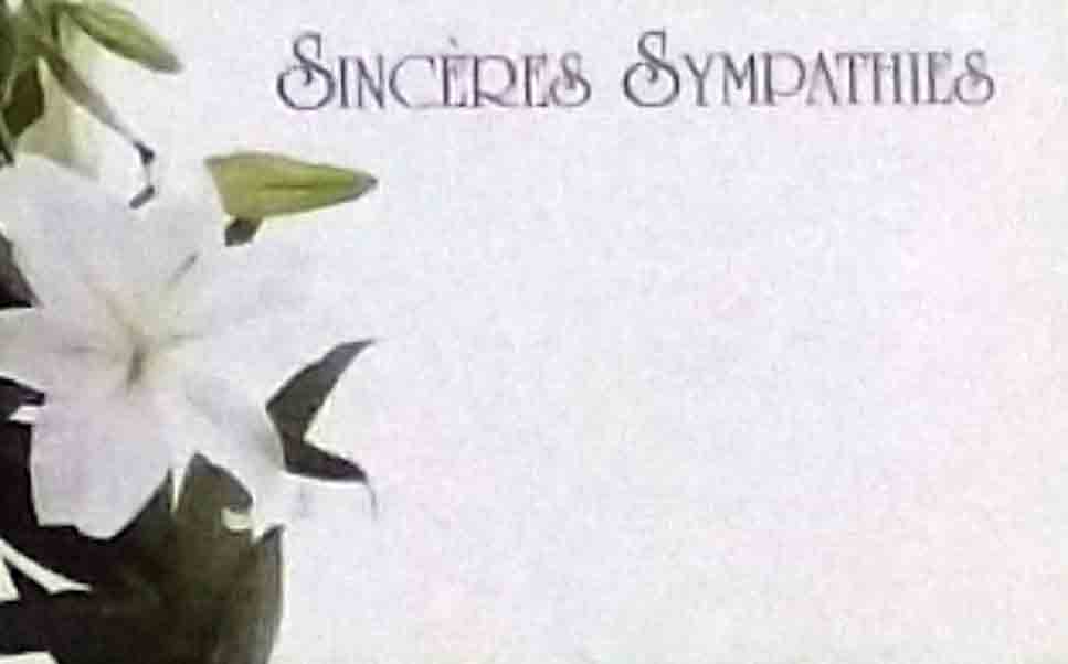 AZ4996 - Sinceres Sympathies - 2.45 pkg, 2.25/10