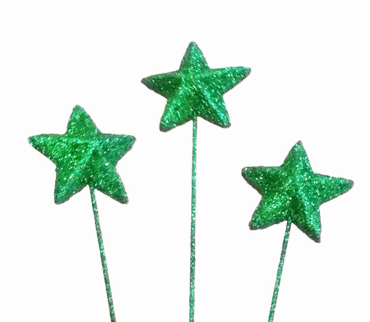 X3809 - 18" Glittered Star on a Stick - 2.50 bunch of 10