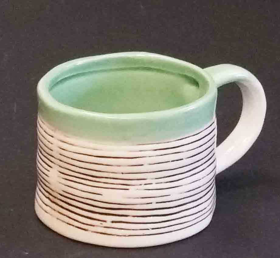 1272 - 3.5" Pearl/Green Ceramic Mug - 3.45 ea, 3.15/6