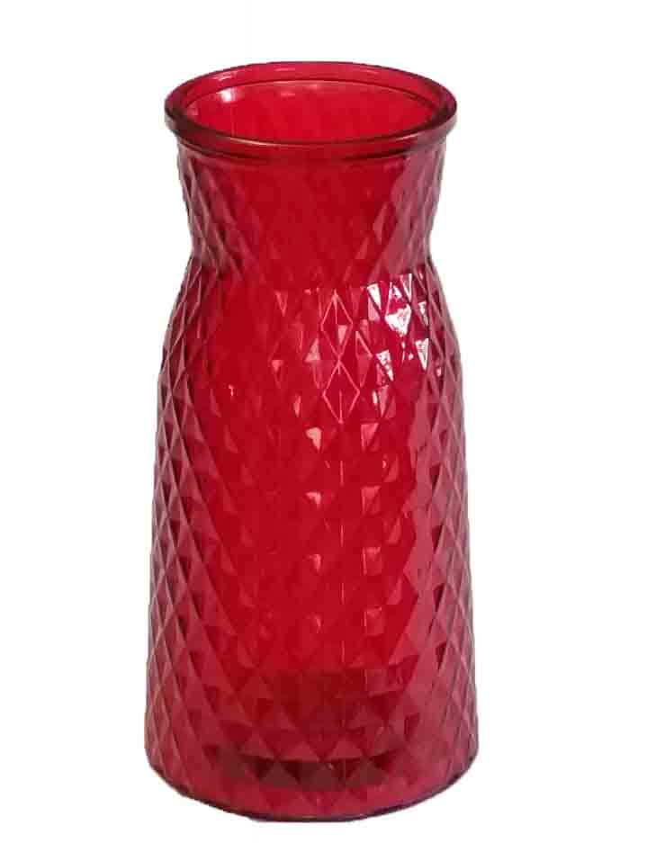 GC3166 - 9.75" Diamond Cinch Vase - Red - 5.95 ea, 12 or more 5.35 ea