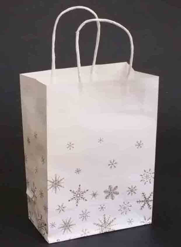 1069 - 5 x 10 x 13" Paper Bag with Gold Snowflakes - .95 ea, .75/10