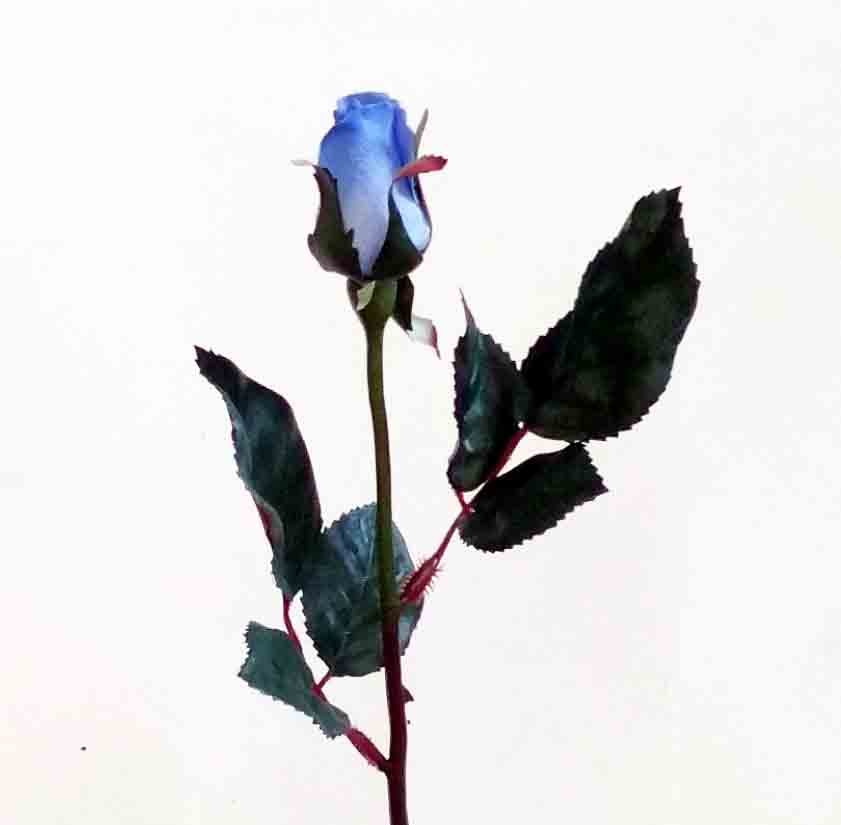 R1 - 14" Blue Rose Bud Stem - 1.25 ea, 1.05/12