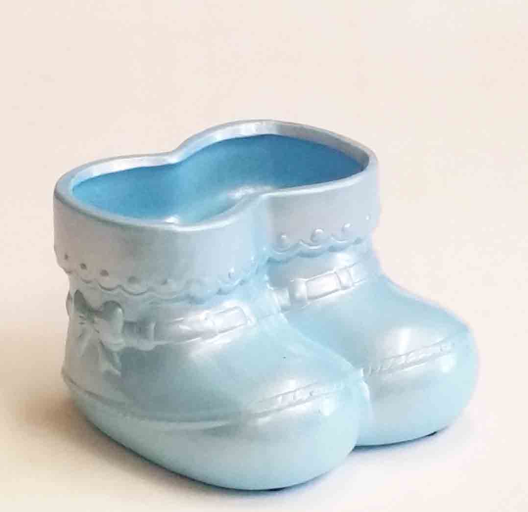 011 - 5.25" Blue Ceramic Baby Double Bootie - 3.40 ea, 2.95/12