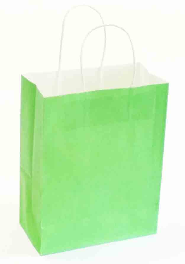 10513 - 10x15x13" Bright Green Paper Shopping Bag - .75 ea, .50/12