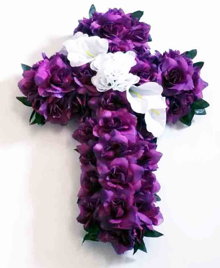 1883 - 22" Purple/White Decorative Cross - 32.50 ea