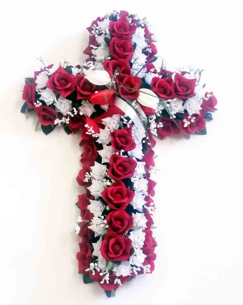 1131 - 28" Red/White Elegant Cross - 44.75 ea