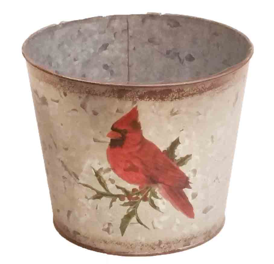 M1237 - 6.75" Metal Container with Cardinal - 5.95 ea, 5.70/12