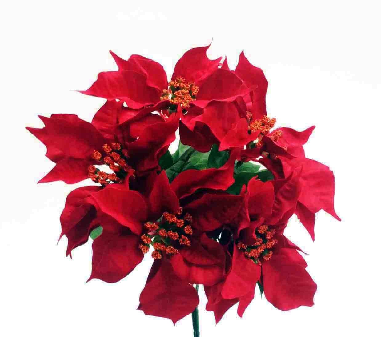 X328 - 13" Red Poinsettia Bush x 5 - 14.95 ea