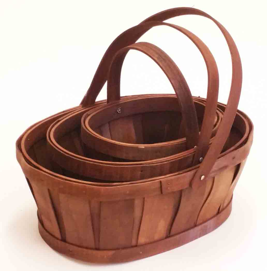 1742 - Oval Woodchip Basket with Liner - 29.10 set of 3