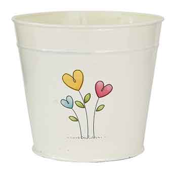 M1500 - 5.5" Heart Flower Metal Pot - 2.95 ea, 2.50/12