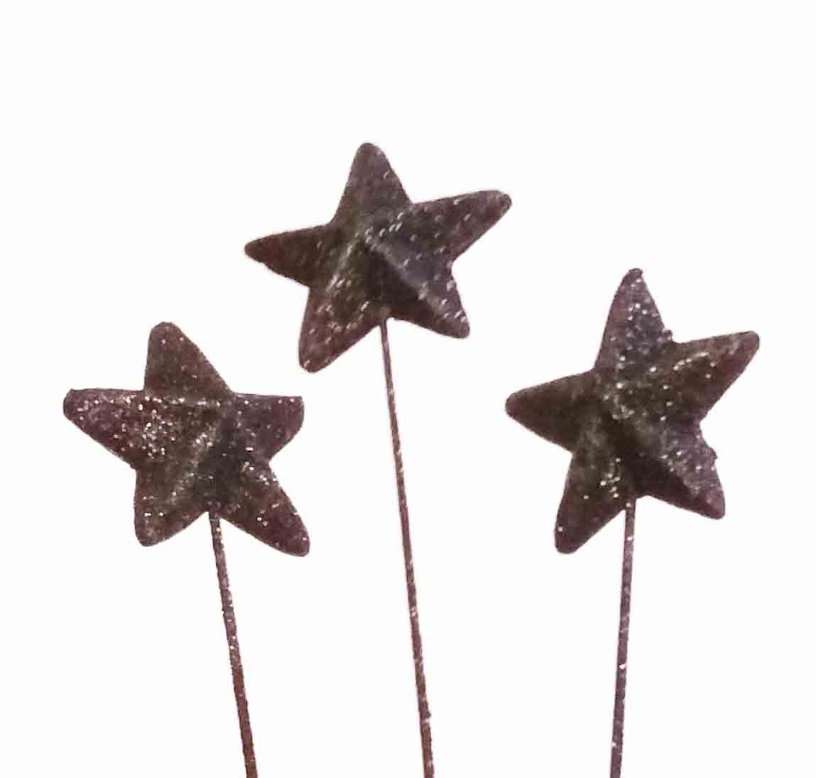 X3809 - 18" Glittered Star on a Stick - 2.50 bunch of 10