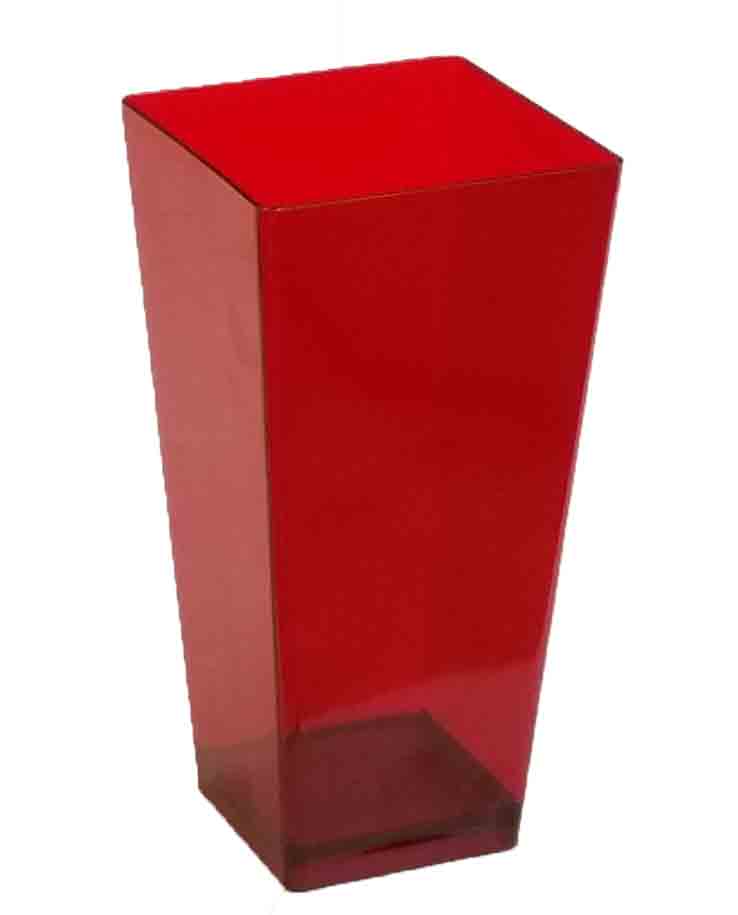 6818 - 9" Ruby Tapered Square Vase - 2.95 ea, 2.50/18