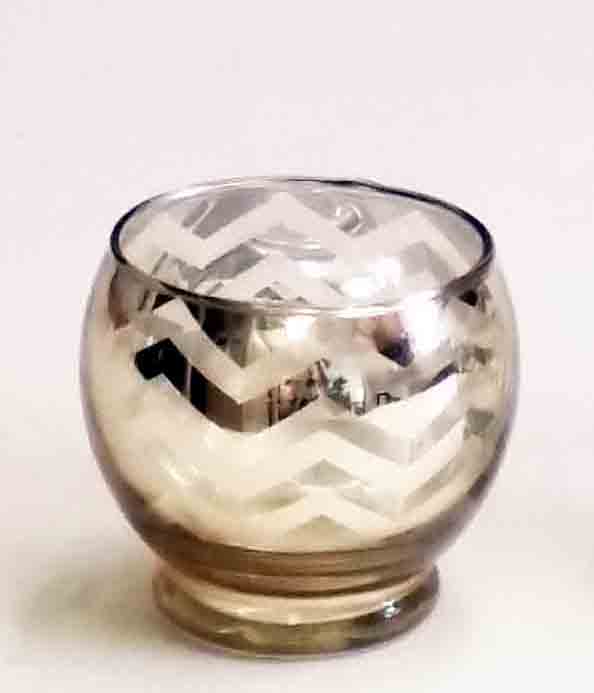 9518 - Gold 3.25" Glass Chevron Votive - 1.25 ea, 1.15/6