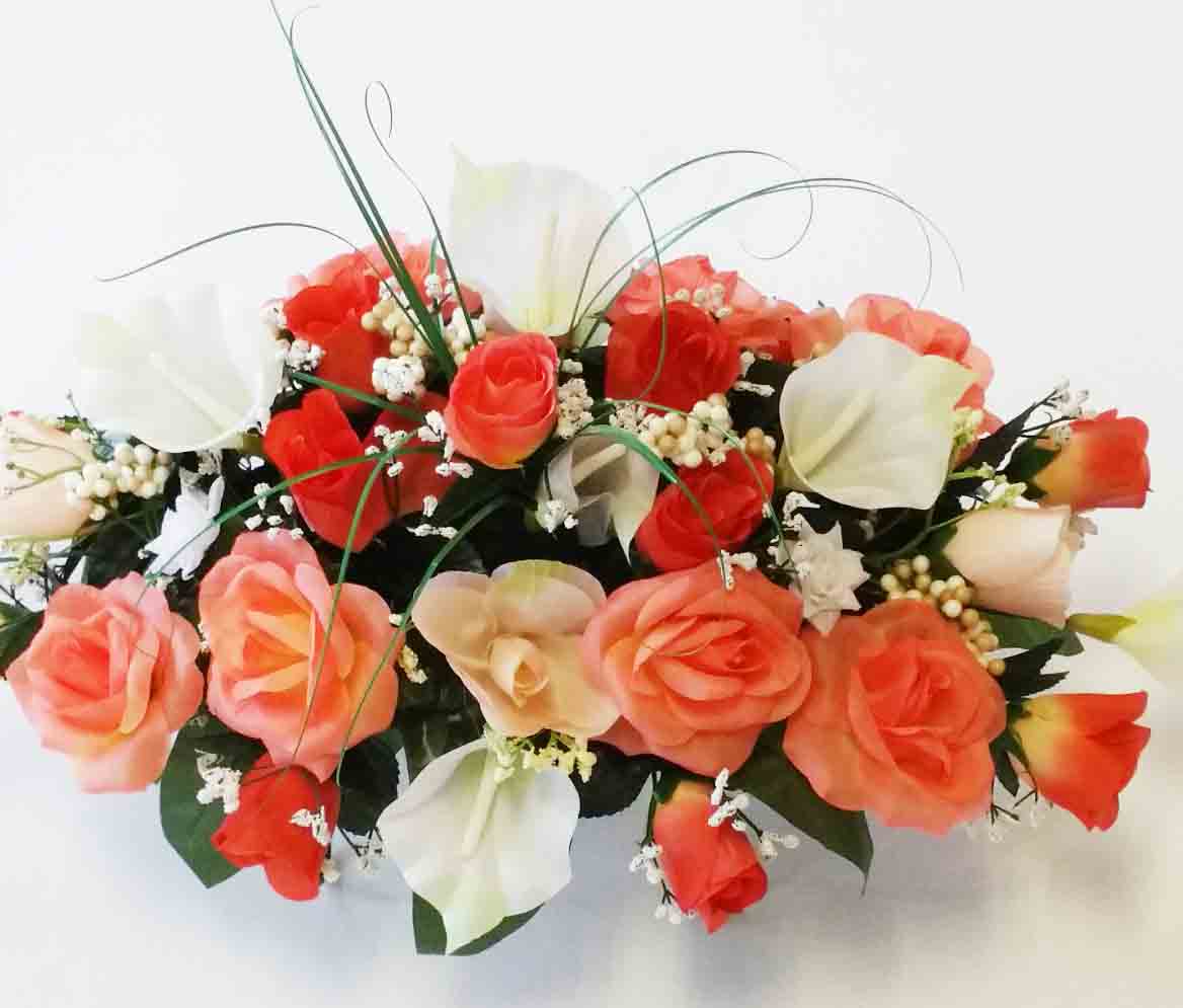 1129 - 24" Elegant Peach/Orange/White Tombstone Saddle - 44.95 ea