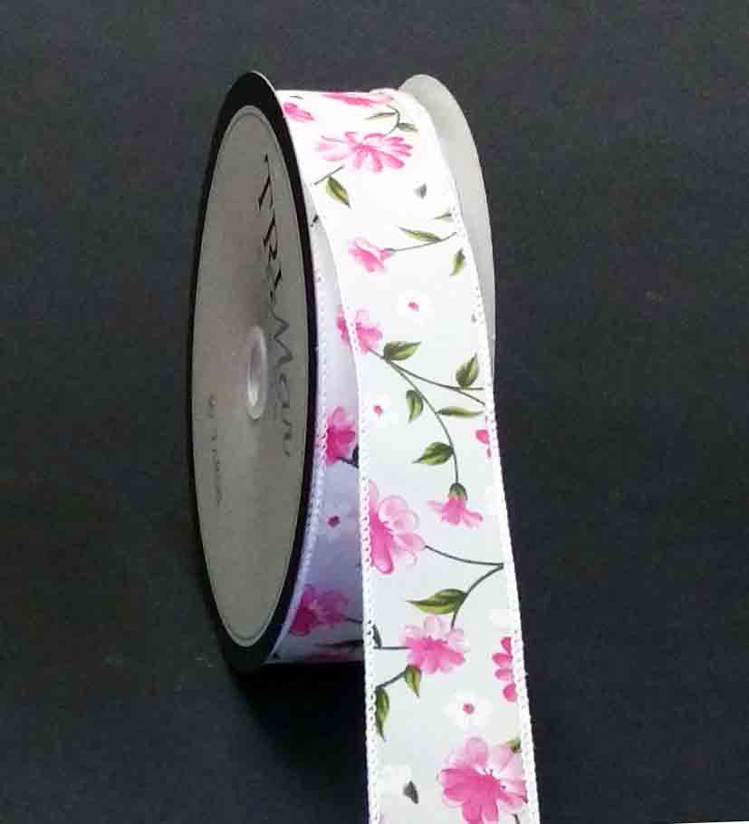 9132 - 1.5" x 50 yds Wired Pink Floral Ribbon - 14.95 bolt