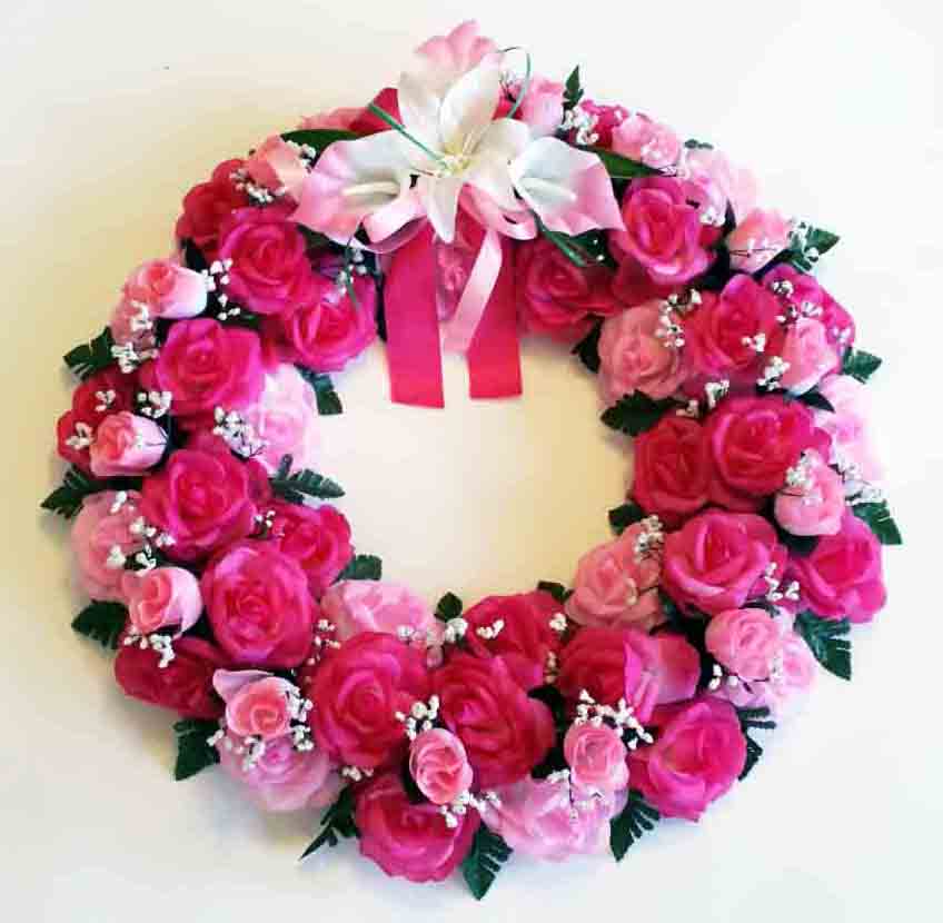 1133 - 24" Light Pink/Dark Pink Elegant Wreath - 49.95 ea