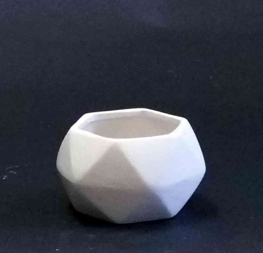 C193 - 4" White Ceramic Geo Pot - 2.95 ea, 2.50/6