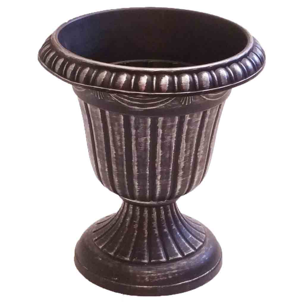 3788 - 14.5" Silver/Black Pedestal Urn - 11.95 ea