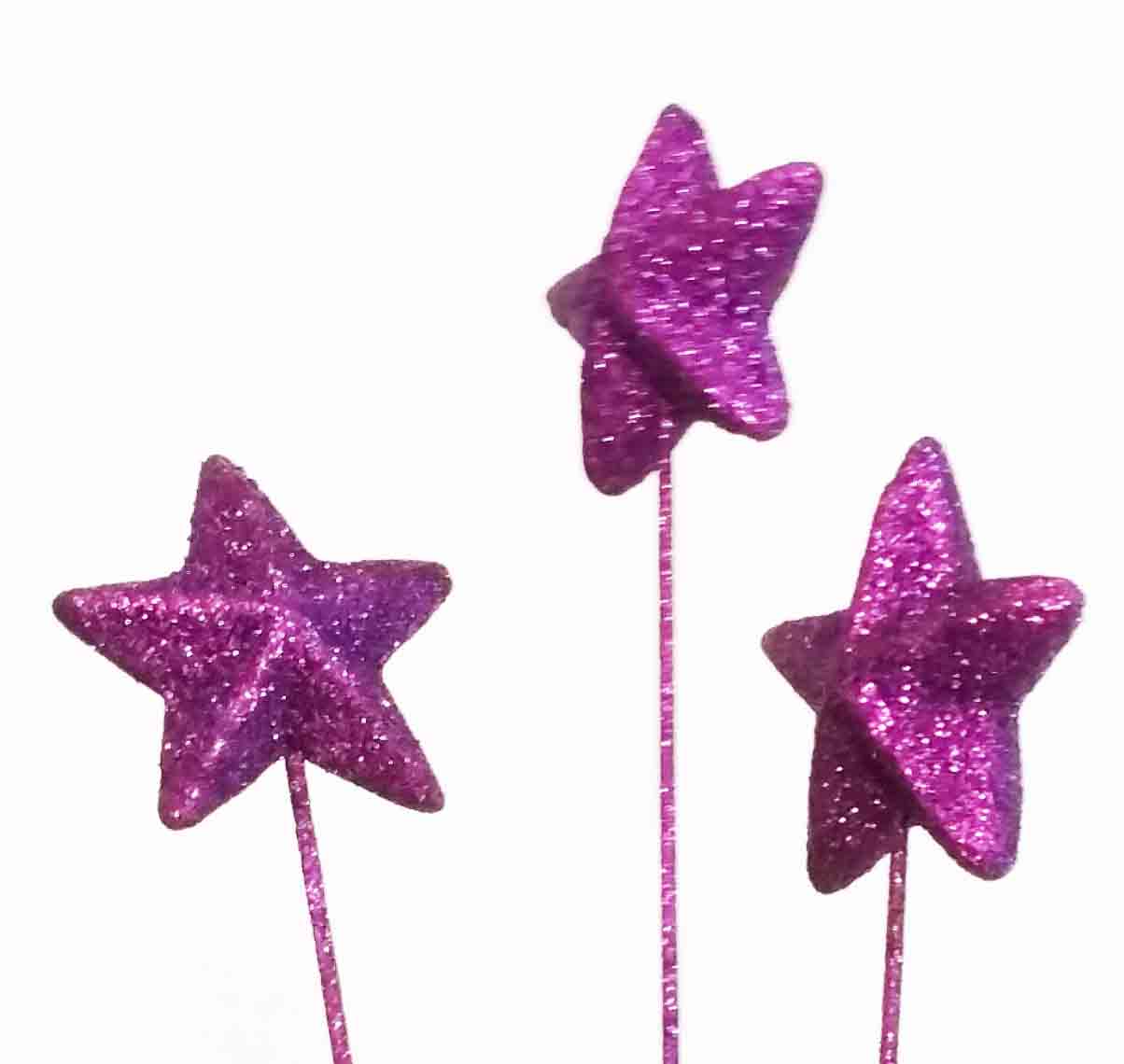 X3809 - 18" Glittered Star on a Stick - 2.50 bunch of 10