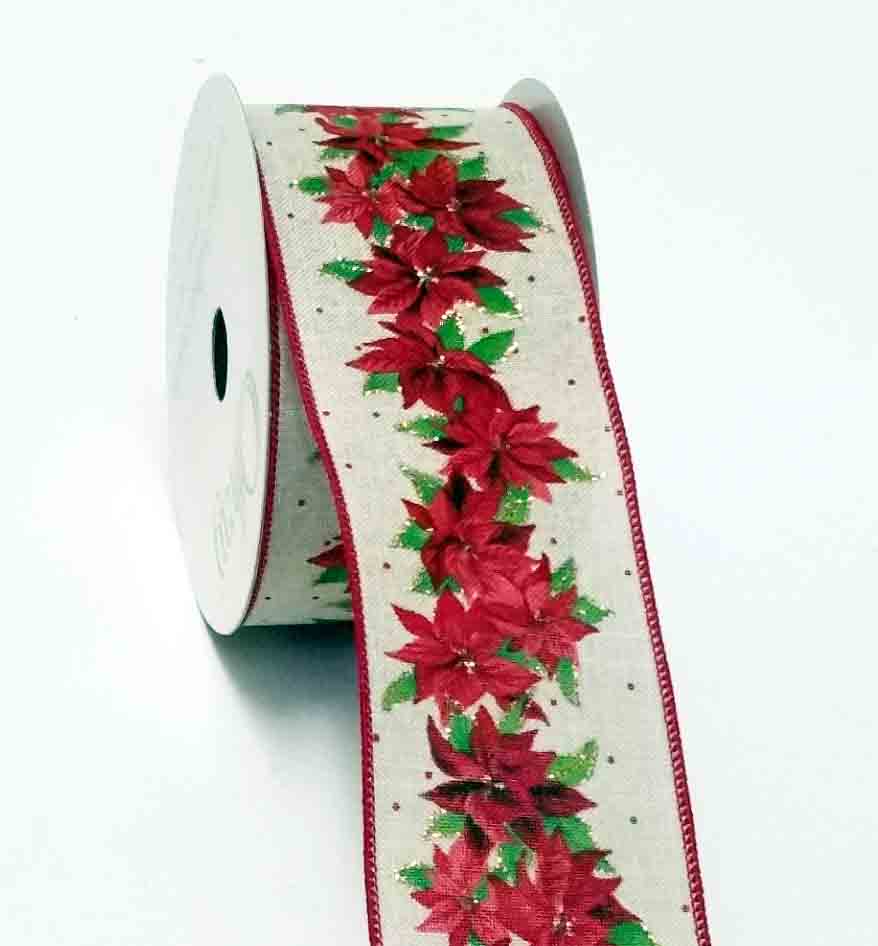 7545 - 2.5" x 10 yds Wired Poinsettia Garland - 14.25 bolt