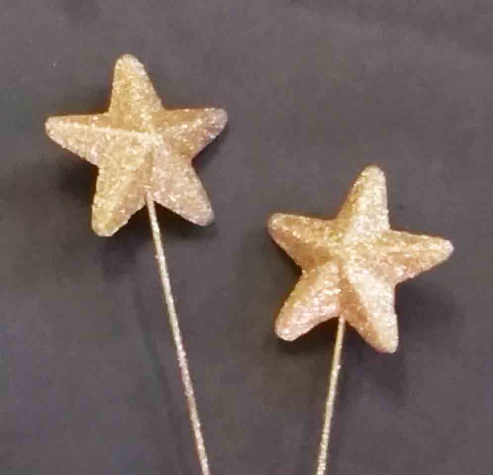 X3810 - 2.75" Gold Glitter Star on 15" Stick