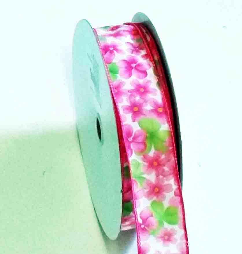 5843 - 1.5" x 50 yds Wired Pink DWI Floral - 17.75 bolt
