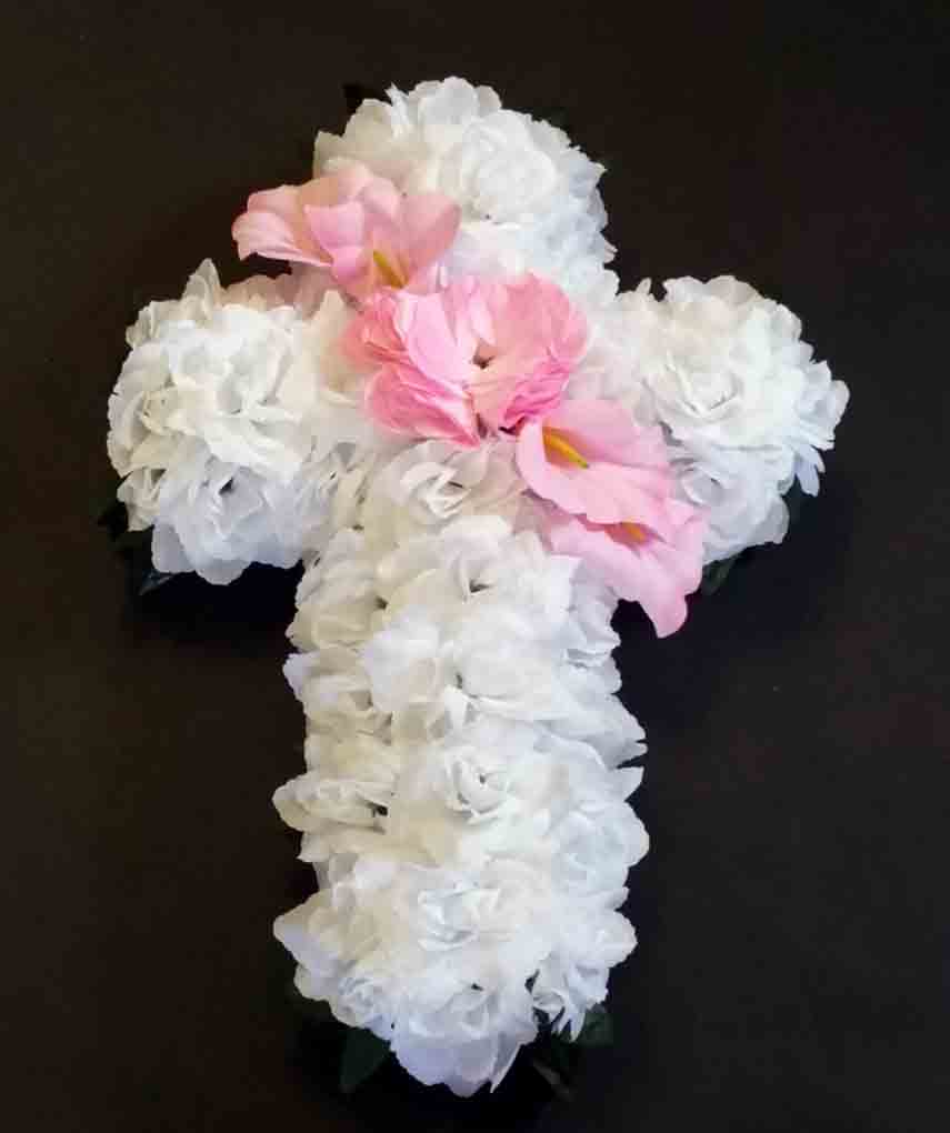 1883 - 22" White/Pink Decorative Cross - 32.50 ea