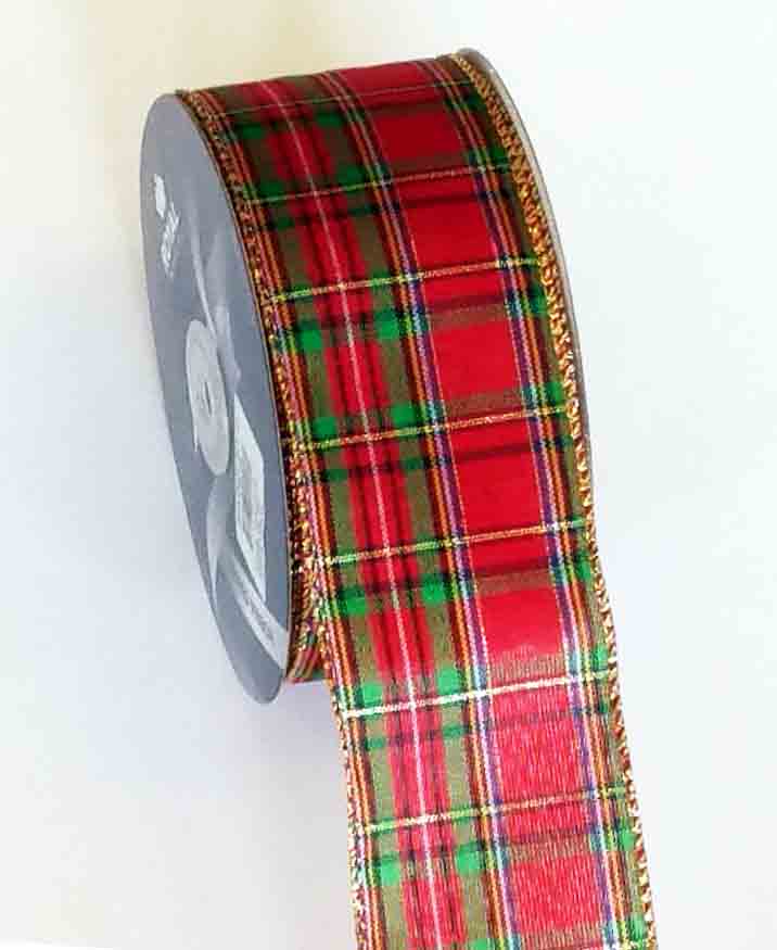 5198 - 2.5" Red Plaid w/Gold edge - 25 Yds - 14.50 bolt