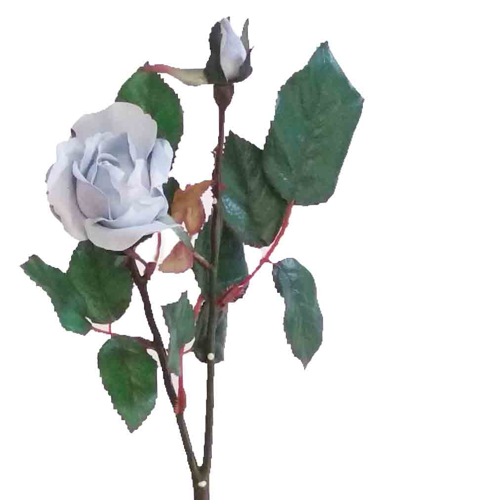 R48 - 14" Light Blue Tea Rose with Bud - 1.75 ea, 1.50/12