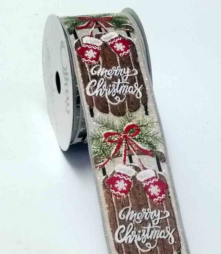 4129 - 2.5" x 10 yds W.Vandoren/Merry Christmas Sleigh - 14.75 bolt