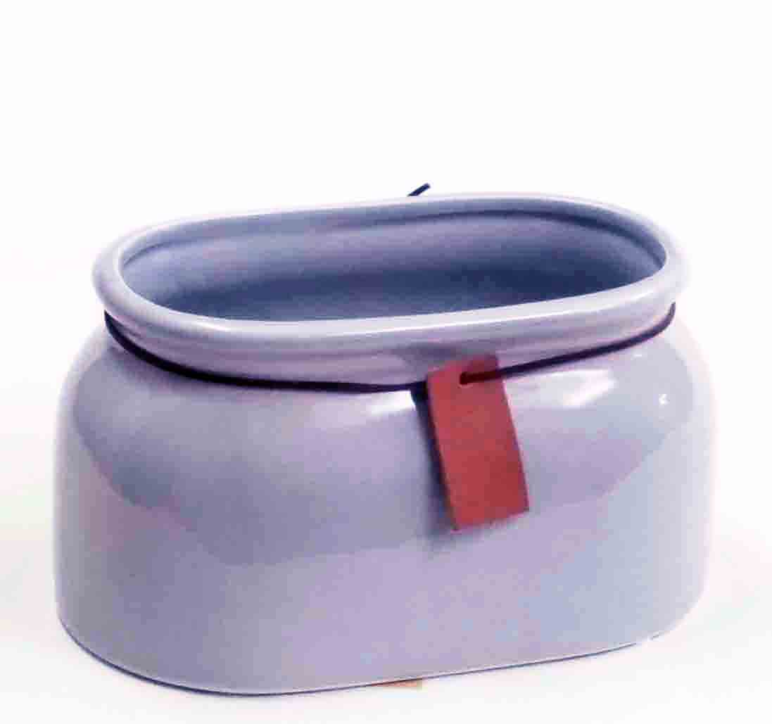 C1691 - 9" Oval Rope Decor Ceramic Planter - 6.95 ea, 6.50/6