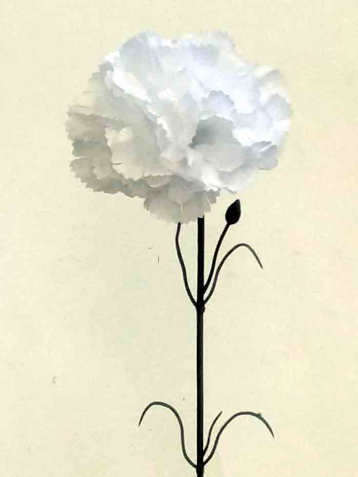 C107 - 3" White Carnation on 18" Stem - .95 ea, .75/48